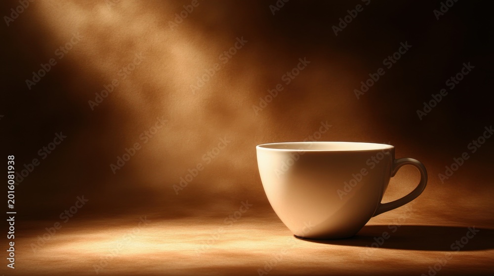 Obraz premium Steaming Coffee Cup in Warm Light