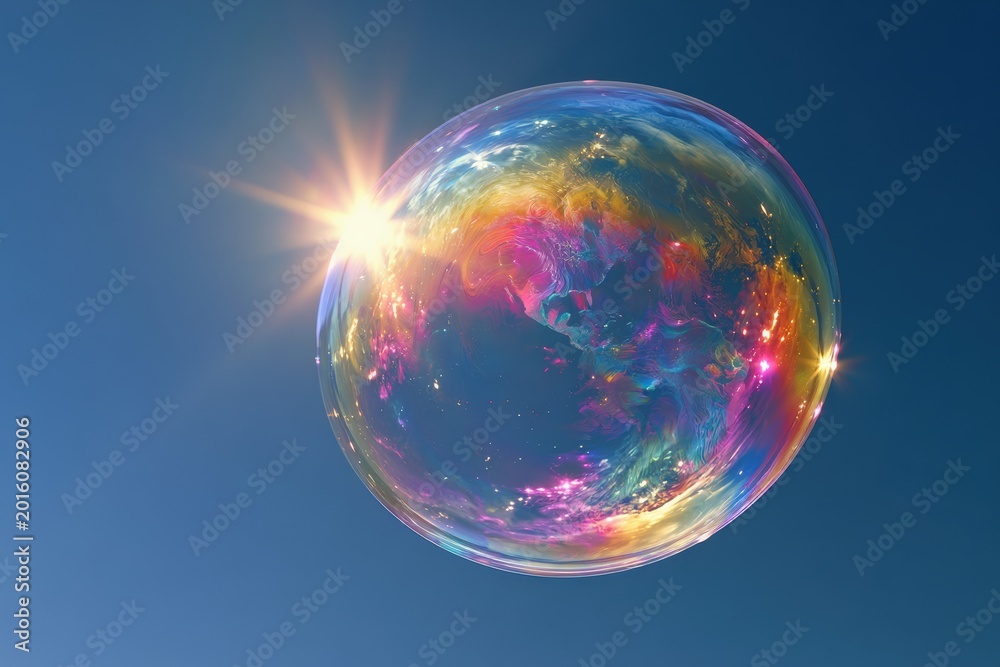 Fototapeta premium Fragile World concept, Planet Earth as a soap bubble, representing the delicate balance of nature