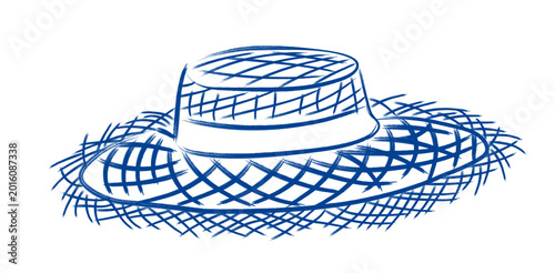 Tableau sur toile Straw summer panama hat