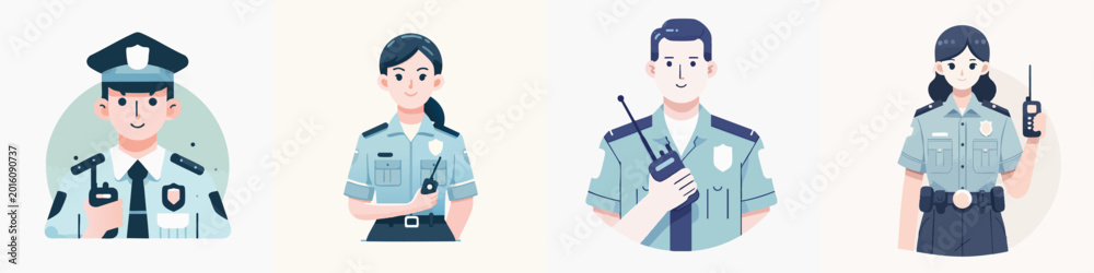 Fototapeta premium Police Officers in Uniform Standing 2.