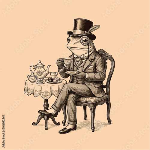 Frog in top hat sitting 1.