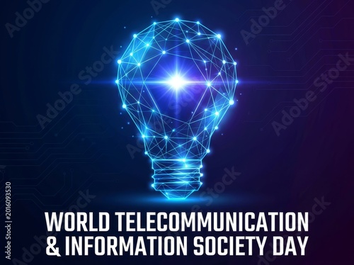 Digital network lightbulb representing global telecommunication innovation.
