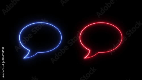 Neon speech bubble icon Animation featuring a 3d chat message icon for internet communication design with a blank dialog balloon shape