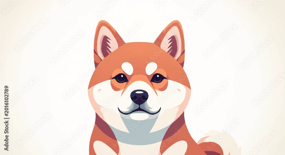 Fototapeta premium Cute Shiba Inu Dog Portrait Illustration.