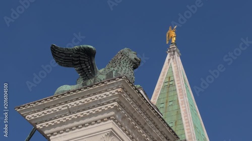 Winged Lion of Saint Mark Above Venetian Stone Pedestal