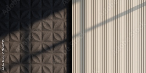 Bild auf Leinwand Split Wall Texture Background Featuring Dark Floral Geometric 3D Panel and Light