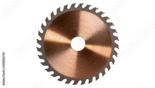 Photos Circular saw blade with sharp teeth and metallic sheen, isolated on transparent