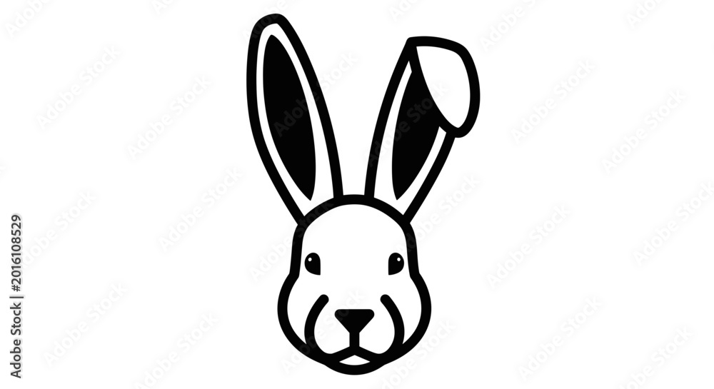 Obraz premium Black and white rabbit head illustration.