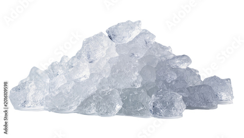 Konstfotografi Pile of crushed ice cubes with sharp edges, isolated on transparent background