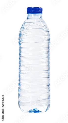 Canvastavla Plastic small water bottle isolated on white background