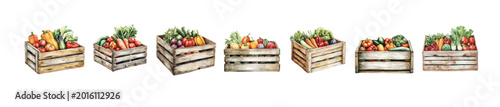 Konstfotografi Adobe Illustrator Artwork, A Collection of wooden crate with vegetable painting