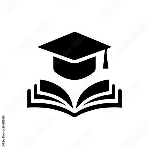 Graduation cap and diploma vector icon representing education achievement and academic success