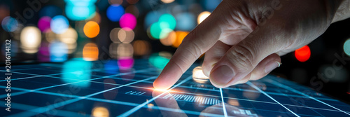 Modern Touchscreen Technology with Glowing Grid Display