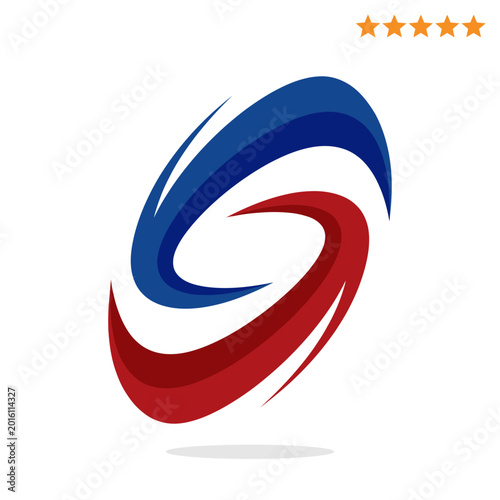 Canvas Print An innovative logo showing elegant swirls in red and blue, suggesting fluid motion and energy, representing vibrant branding and creative dynamism