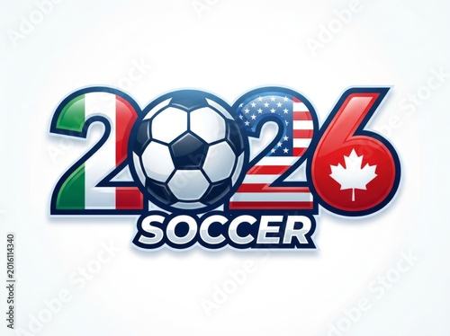 2026 Soccer Tournament Logo Featuring North America Flags.