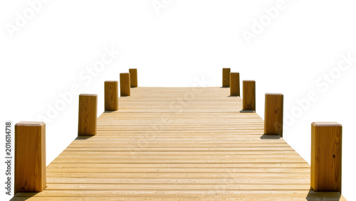 Canvas Print Wooden pier with bollards, isolated on transparent background