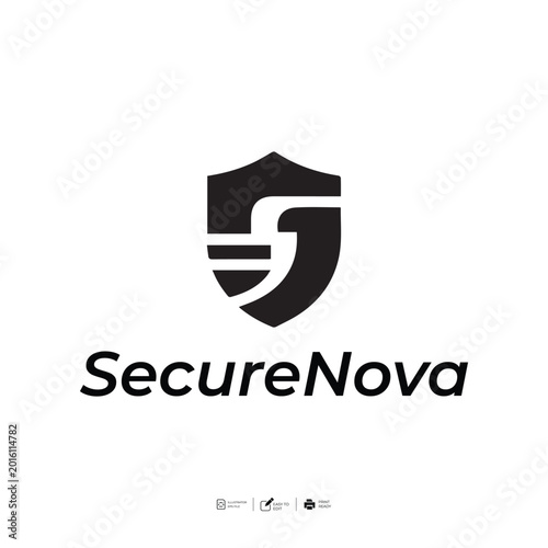 SecureNova Modern Shield Logo Template - Editable EPS for Cyber Security & Tech Brand by Sumaiya Logo Loft