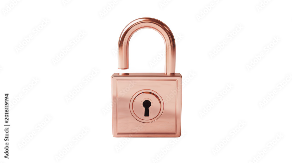 Naklejka premium Rose gold padlock isolated on transparent background