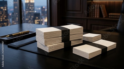 Stacks of Paper on a Desk in Office Setting for Business
