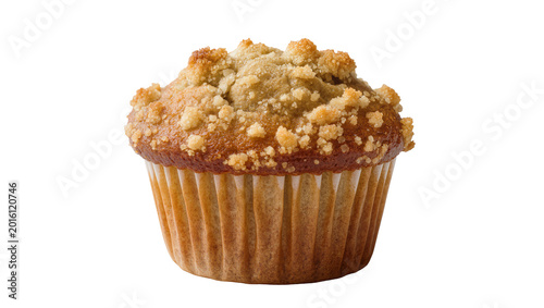 Foto Golden brown crumble muffin with streusel topping, isolated on transparent backg