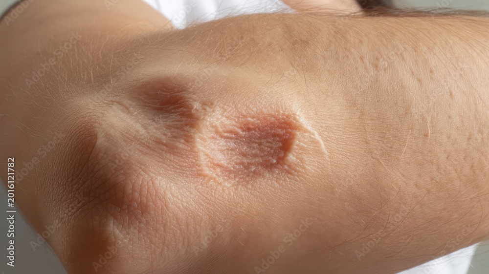 Fototapeta premium Extreme Close Up of Scar on Elbow Skin