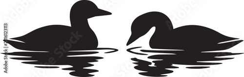 Foto duck silhouettes floating on water wildlife nature vector illustration