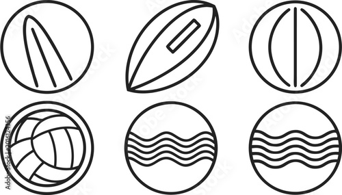 Photography Minimalist line showing surfing, waves, and gear surfing line wave patterns