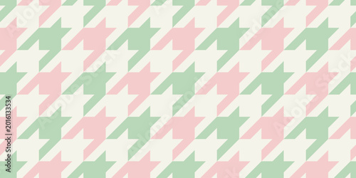 Foto Preppy Houndstooth Seamless Pattern for Christmas, Pastel Pink and Green Classic