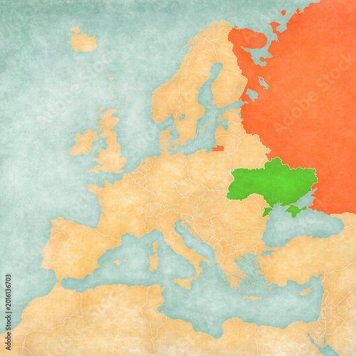 Map of Europe - Russia and Ukraine