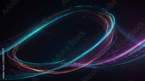 Abstract neon light streaks creating energy trails