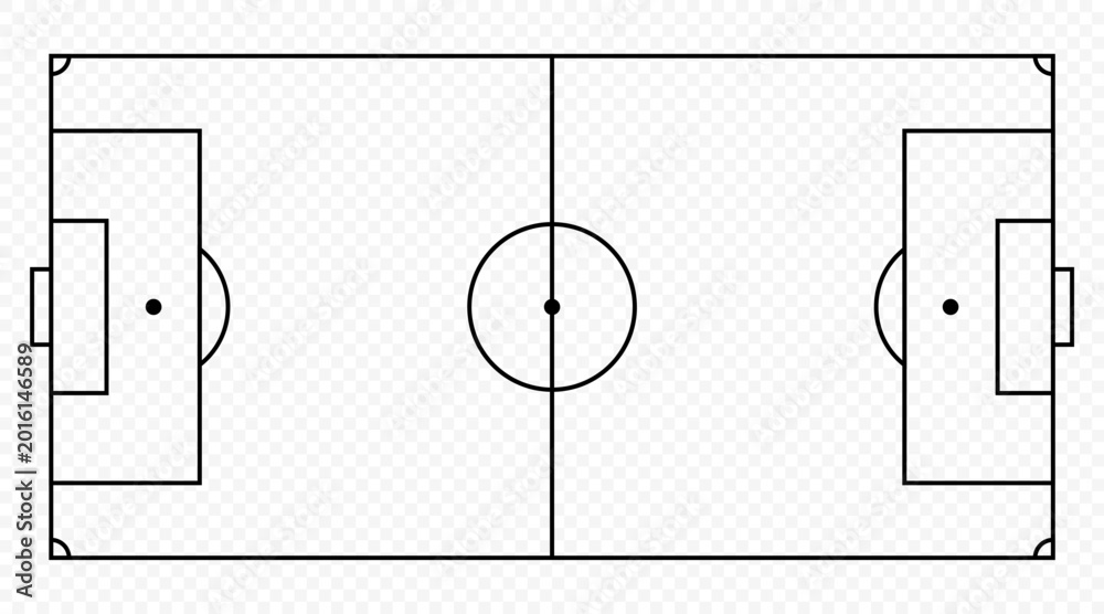 Fototapeta premium Minimal football field outline with transparent background