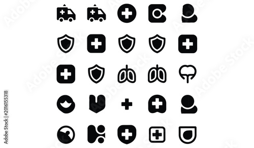 Medical Icons Set Flat Design Isolated on White Background