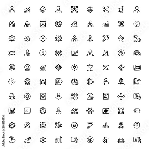 Collection of black and white vector icons for business web and mobile design featuring social media internet and communication symbols