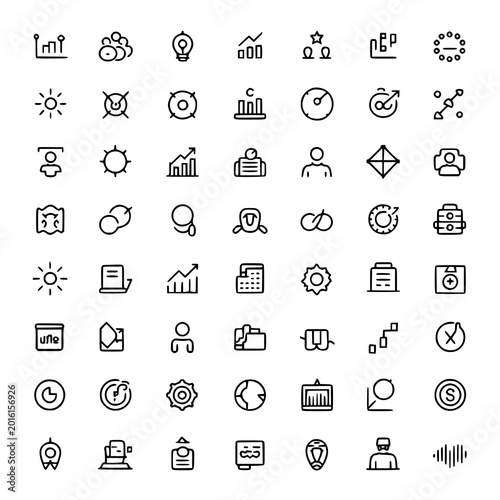 A simple collection of web and business icons set featuring vector design symbols for computer internet media and mobile website buttons in a flat illustration style