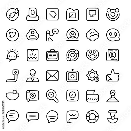 A comprehensive collection of black and white web icons featuring a vector design set of computer business and media buttons for internet website navigation