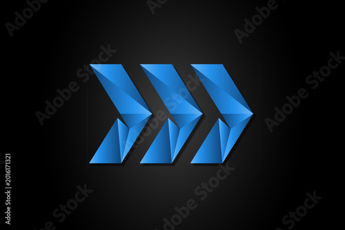 unique modern arrow direction icon blue triangle