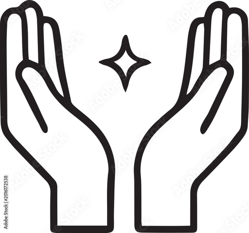 Muslim Prayer Hands Outline Vector Icon

