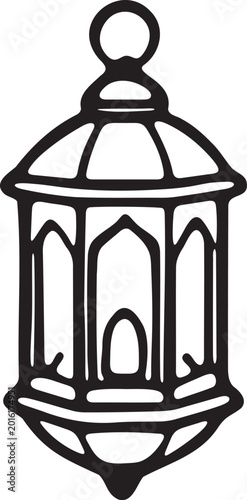 Islamic Ramadan Lantern Outline Vector Icon