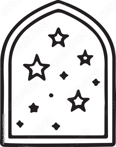 Islamic Arch Window Star Outline Vector Icon