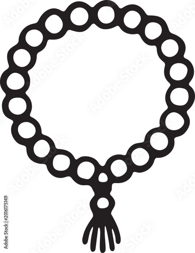 Islamic Tasbih Beads Outline Vector Icon
