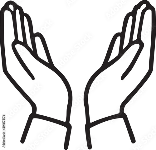 Muslim Prayer Hands Outline Vector Icon
