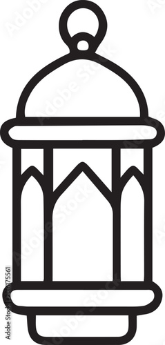 Islamic Ramadan Lantern Outline Vector Icon