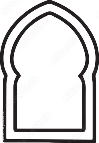 Islamic Arch Window Star Outline Vector Icon