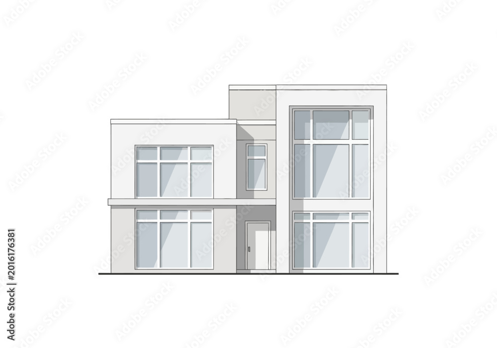 Obraz premium Modern Minimalist House Design with Clean Lines and Large Windows.