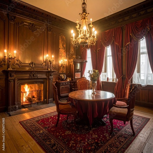 Old-world ornate drawing room