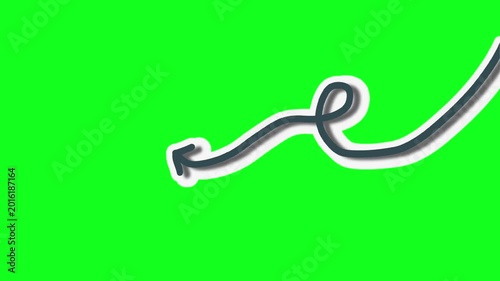 arrow to the left with stroke shadows and greenscreen animation emphasis