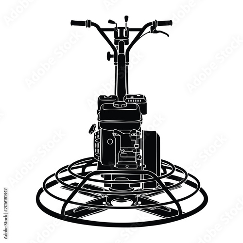 Принти на полотні Gasoline powered concrete power trowel machine silhouette vector art