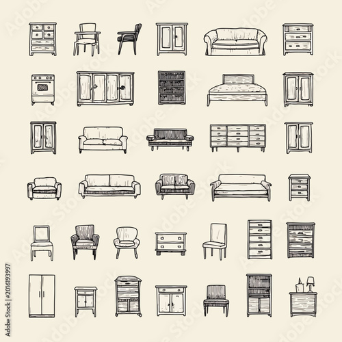 Collection of various furniture pieces.