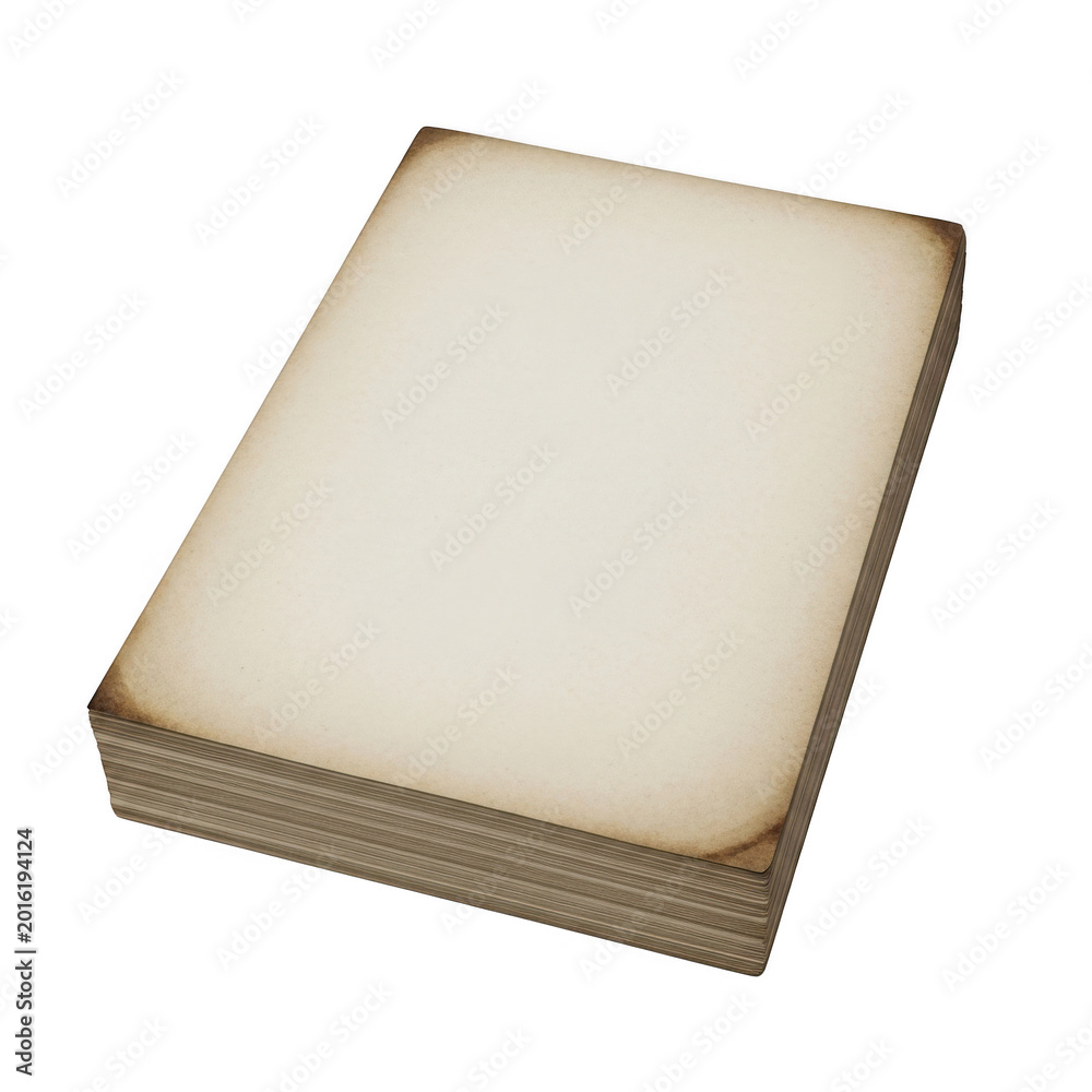 Fototapeta premium Stack of Vintage Aged Paper Sheets Isolated On Transparent Background
