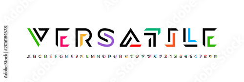 Fotografía Logo font alphabet from segment multi colored lines, letters A, B, C, D, E, F, G